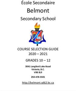 Belmont École Secondaire Secondary School - COURSE SELECTION GUIDE GRADES 10 12