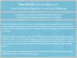 Sam Smith () - Centre for Medical Education, University of Edinburgh
