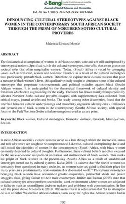 DENOUNCING CULTURAL STEREOTYPES AGAINST BLACK WOMEN IN THE CONTEMPORARY SOUTH AFRICAN SOCIETY THROUGH THE PRISM OF NORTHERN SOTHO CULTURAL PROVERBS