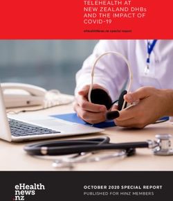TELEHE ALTH AT NEW ZE AL AND DHBs AND THE IMPACT OF COVID -19 - OC TOBER 2020 SPECIAL REPORT - Zoom