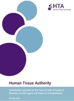 Human Tissue Authority - Consultation response on Part Two of Code of Practice F Donation of solid organs and tissue for transplantation 20 May 2020