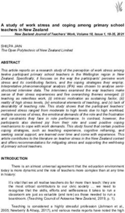 A study of work stress and coping among primary school teachers in New Zealand