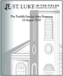 The Twelfth Sunday After Pentecost 23 August 2020