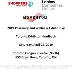 2019 Pharmacy and Wellness Exhibit Day Toronto Exhibitor Handbook Saturday, April 27, 2019 Toronto Congress Centre (North) 650 Dixon Road, Toronto, ON