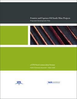 Frontier and Equinox Oil Sands Mine Projects - Proposed Development Plan - a UTS/Teck Cominco Joint Venture