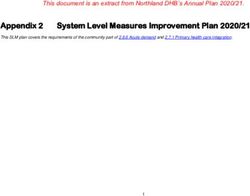 Appendix 2 System Level Measures Improvement Plan 2020/21