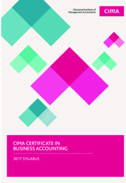 Cima Certificate in Business Accounting 2017 Syllabus