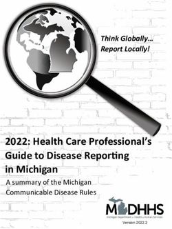 2022: Health Care Professional's Guide to Disease Repor ng in Michigan - A summary of the Michigan Communicable Disease Rules
