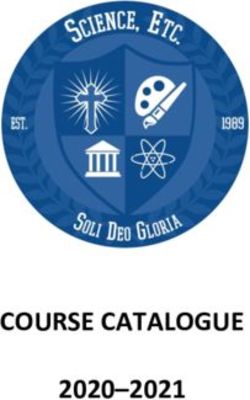 COURSE CATALOGUE 2020-2021 - Science, Etc.