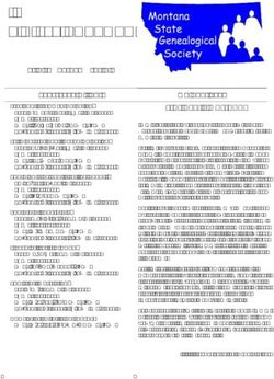 Big Sky Roundup - Montana State Genealogical