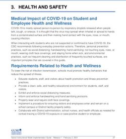 HEALTH AND SAFETY Medical Impact of COVID-19 on Student and Employee Health and Wellness - Clark County School District