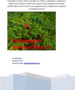 DEVELOPMENT: MORINGA PROJECTS