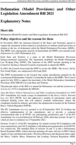 Defamation (Model Provisions) and Other Legislation Amendment Bill 2021 Explanatory Notes
