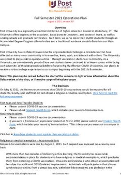 Fall Semester 2021 Operations Plan - Post University
