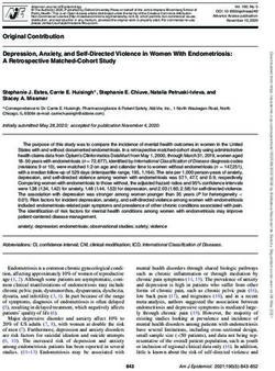 Original Contribution Depression, Anxiety, and Self-Directed Violence in Women With Endometriosis: A Retrospective Matched-Cohort Study