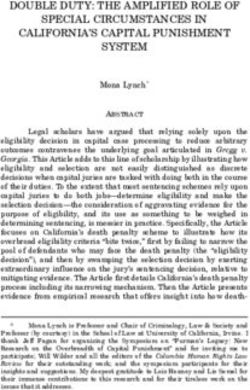 DOUBLE DUTY: THE AMPLIFIED ROLE OF SPECIAL CIRCUMSTANCES IN CALIFORNIA'S CAPITAL PUNISHMENT SYSTEM