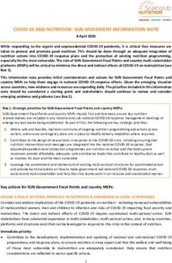 COVID-19 AND NUTRITION: SUN MOVEMENT INFORMATION NOTE