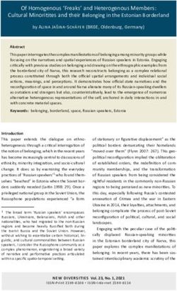 Of Homogenous 'Freaks' and Heterogenous Members: Cultural Minoritites and their Belonging in the Estonian Borderland - NEW ...