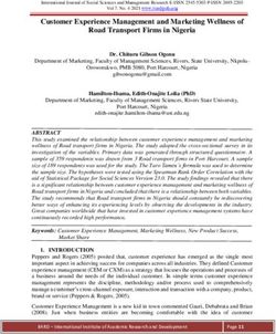 Customer Experience Management and Marketing Wellness of Road Transport Firms in Nigeria