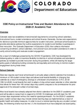 CDE Policy on Instructional Time and Student Attendance for the 2020-21 Academic Year