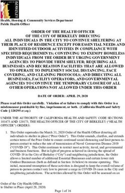 ORDER OF THE HEALTH OFFICER OF THE CITY OF BERKELEY DIRECTING ALL INDIVIDUALS IN THE CITY TO CONTINUE SHELTERING AT THEIR PLACE OF RESIDENCE ...