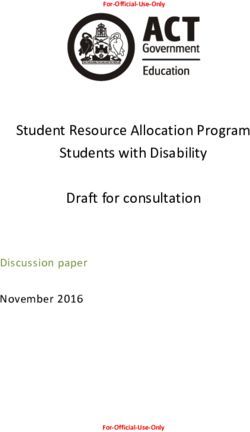 Student Resource Allocation Program Students with Disability Draft for consultation - Discussion paper November 2016