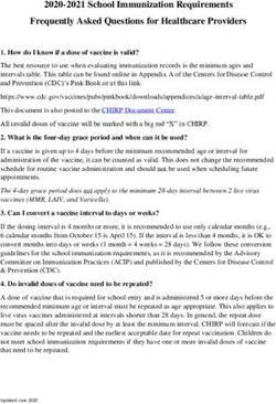 2020-2021 School Immunization Requirements Frequently Asked Questions for Healthcare Providers