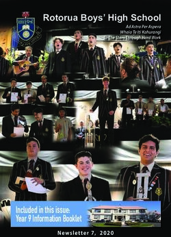 Rotorua Boys' High School - Included in this issue: Year 9 Information Booklet - Rotorua Boys' High School