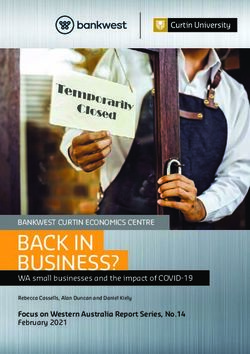 BACK IN BUSINESS? BANKWEST CURTIN ECONOMICS CENTRE - WA small businesses and the impact of COVID-19