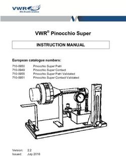 VWR Pinocchio Super INSTRUCTION MANUAL - European Catalogue Numbers ...