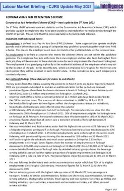 CORONAVIRUS JOB RETENTION SCHEME - Labour Market Briefing - CJRS Update May 2021 - Cumbria County Council