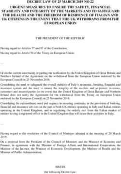 DECREE LAW OF 25 MARCH 2019 NO 22 URGENT MEASURES TO ENSURE THE SAFETY, FINANCIAL STABILITY AND INTEGRITY OF THE MARKETS AND TO SAFEGUARD THE ...