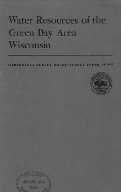 Water Resources of the Green Bay Area Wisconsin - GEOLOGICAL SURVEY WATER-SUPPLY PAPER 1499-G