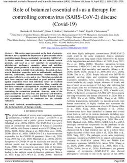 ROLE OF BOTANICAL ESSENTIAL OILS AS A THERAPY FOR CONTROLLING CORONAVIRUS (SARS-COV-2) DISEASE (COVID-19) - SCIENTIFIC JOURNALS