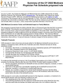 Summary of the CY 2022 Medicare Physician Fee Schedule proposed rule