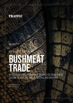 BUSHMEAT TRADE RAPID ASSESSMENT OF THE IN URBAN CENTRES IN TANZANIA: AN ANALYSIS FROM DAR ES SALAAM, MOROGORO, MBEYA, ARUSHA, AND MANYARA