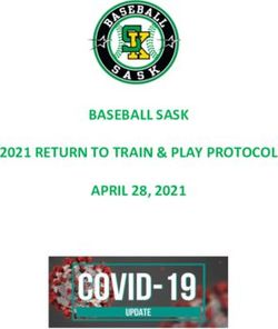 BASEBALL SASK 2021 RETURN TO TRAIN & PLAY PROTOCOL APRIL 28, 2021