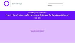 Year 11 Curriculum and Assessment Guidance for Pupils and Parents