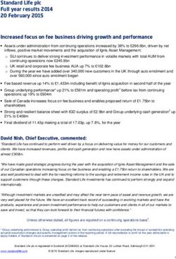 Standard Life plc Full year results 2014 20 February 2015 Increased focus on fee business driving growth and performance