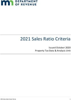2021 Sales Ratio Criteria - Issued October 2020 Property Tax Data & Analysis Unit - Minnesota Department of Revenue