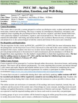 Motivation, Emotion, and Well-Being - PSYC 385 - Spring 2021