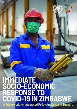 IMMEDIATE SOCIO-ECONOMIC RESPONSE TO COVID-19 IN ZIMBABWE - A Framework for Integrated Policy Analysis and Support
