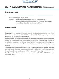 2Q FY2020 Earnings Announcement Teleconference Event Summary