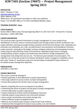 SCM 7A01 (Section 29007) - Project Management Spring 2021