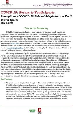 COVID-19: Return to Youth Sports - Perceptions of COVID-19-Related Adaptations in Youth Travel Sports May 3, 2021