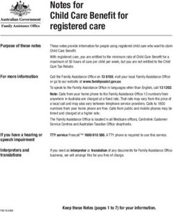 Notes for Child Care Benefit for registered care