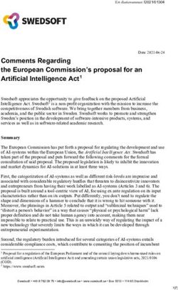 Comments Regarding the European Commission's proposal for an Artificial Intelligence Act1