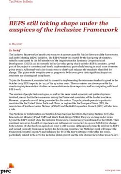 BEPS STILL TAKING SHAPE UNDER THE AUSPICES OF THE INCLUSIVE FRAMEWORK - PWC AUSTRALIA