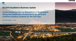Q3 2018 Qualitative Business Update Lonza Continues Strong Momentum in Businesses Along the Healthcare Continuum in Q3 2018 and Confirms Positive ...