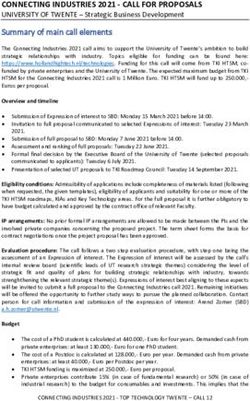 CONNECTING INDUSTRIES 2021 - CALL FOR PROPOSALS - CALL FOR PROPOSALS ...